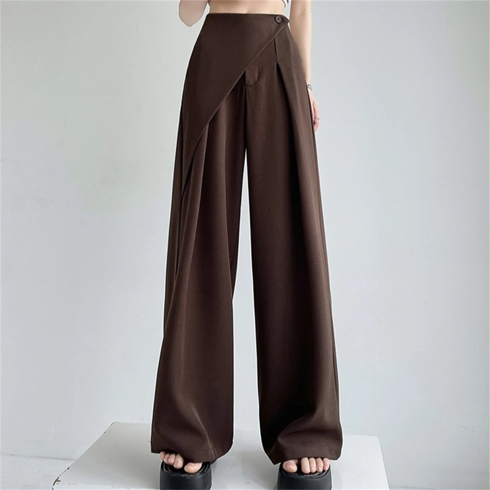 Sweet Cool Girls High-end Thin Suit Wide-leg Pants Women High-waist Temperament Straight Japanese Korean Casual Mopping Trousers