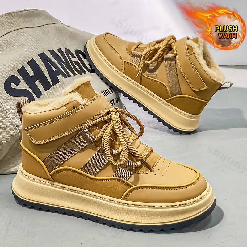 

Winter Men's Snow Boots Casual Sports Shoes Warm Plush Comfortable Fashion Anti Slip Lace Up Outdoor Boots Zapatillas De Hombre