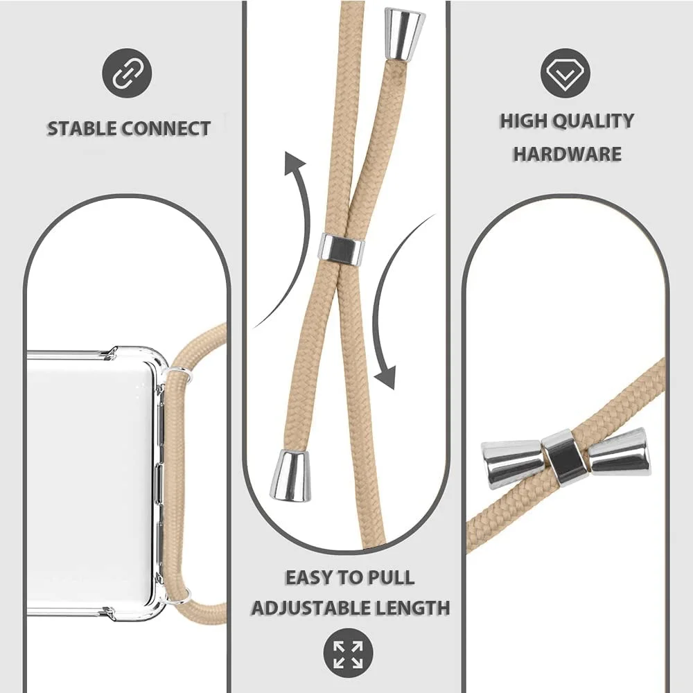 Crossbody Necklace Cord Lanyards With Rope Cover For OPPO Find X5 Lite X5 Pro X3 X2 Neo Shockproof Protective Soft Funda