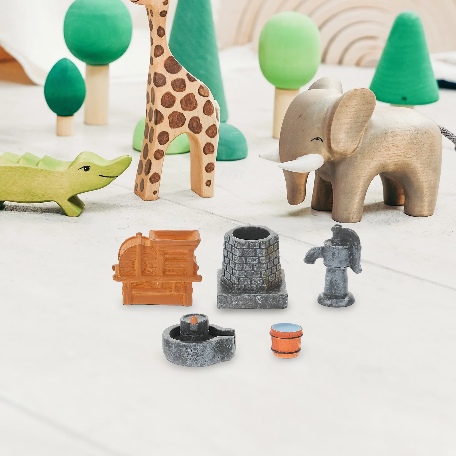 

5pcs Miniature Farming Tools Decor Resin Diy Mini House Accessories For Kids Lovely Fairy Garden Landscaping Props