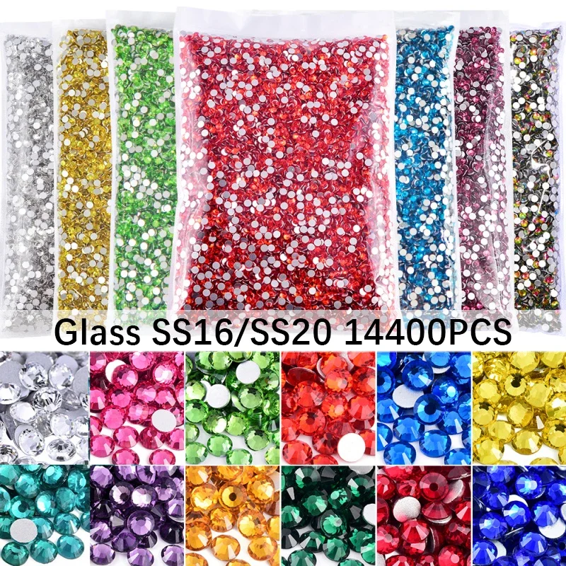 14400Pcs SS20 Wholesale in Bulk Glitter Non Hotfix Rhinestones стразы Strass Diamond Nails Crystals For Nail Art Wedding Dress