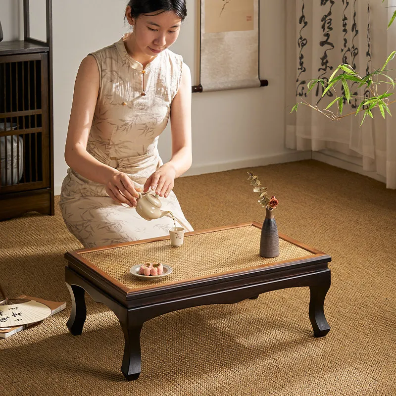 Mid-Century Low Tea Table Tatami Window Sill Floor Kang Desk Compact Leisure Tea Station Indoor Small Sitting Coffee Furniture