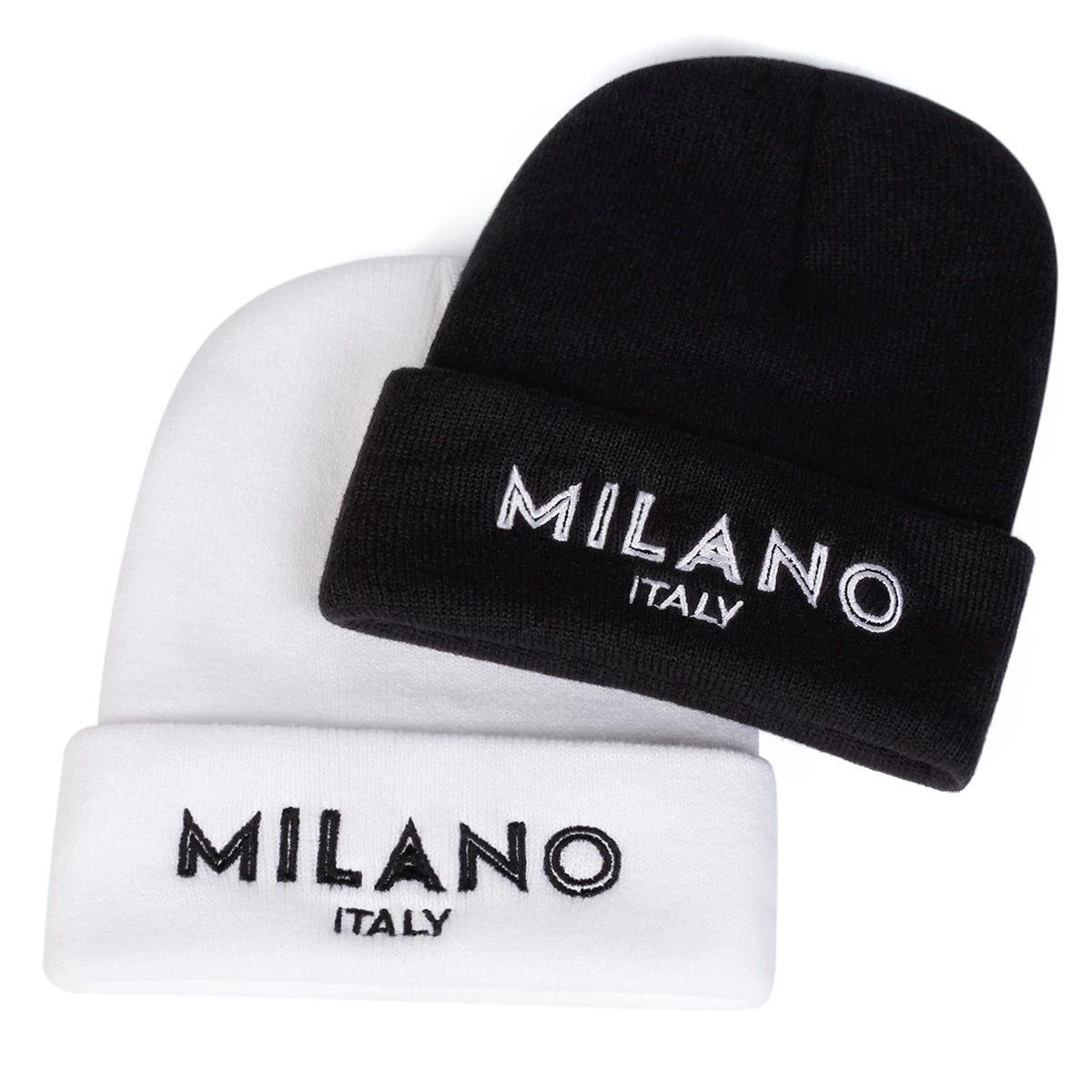 Unisex MILANO ITALY Letter Embroidery Beanies Autumn Winter Warm Beanie Hat Caps for Women Men