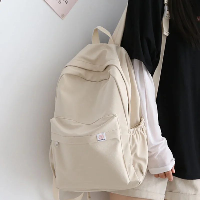 Women's Backpack Solid Color Female Multi-pocket Casual Woman Travel Bag High Quality Schoolbag for Teenage Girl Book Knapsack