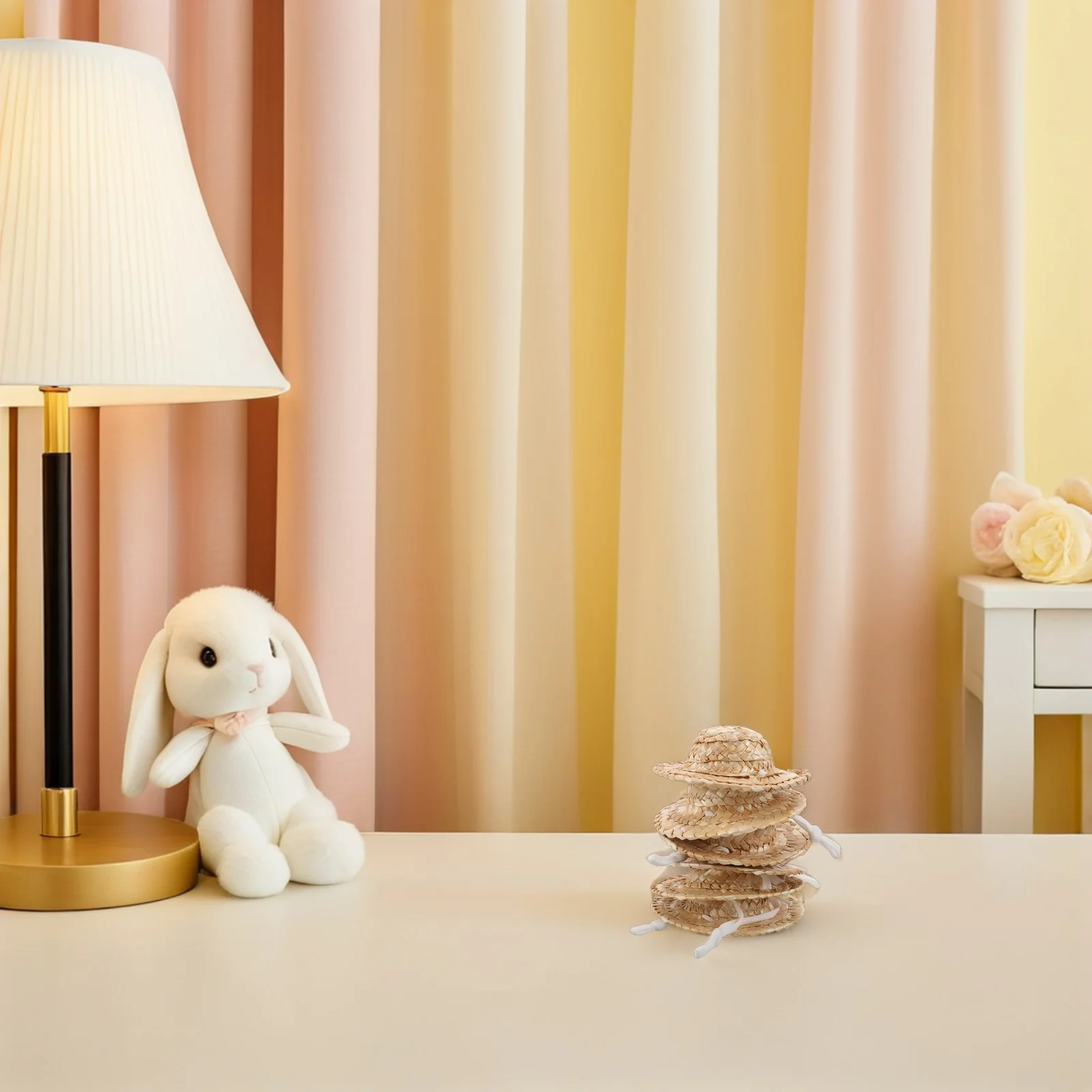 10개 미니 밀짚모 핸드메이드 작은 인형집 소브레로 DIY 공예 작은 모자 액세서리 창의적 놀이 증강제