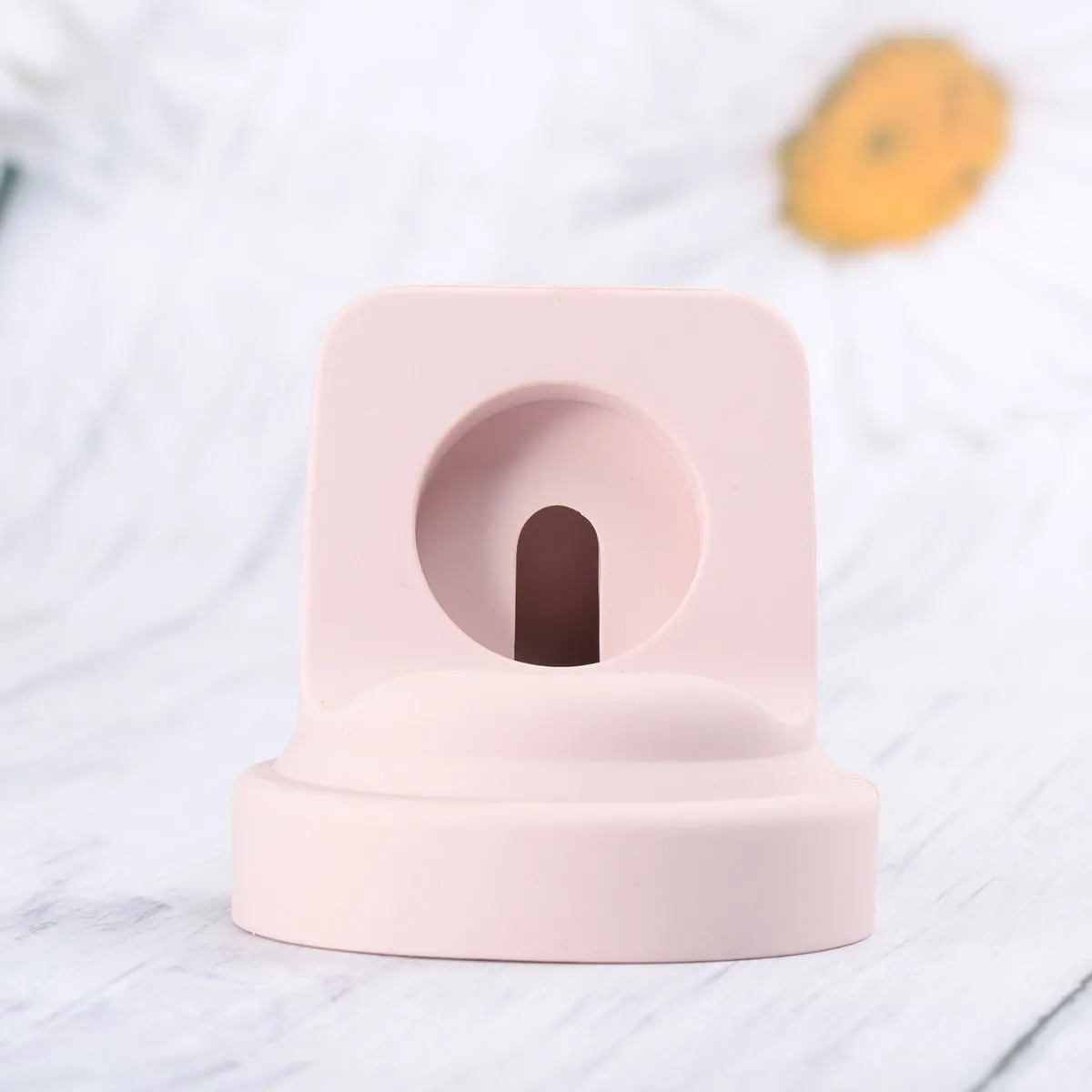 

Watch Charging Stand for 4 3 2 1 Pink Silicone Non-Slip Base Nightstand Desk Dock Holder Cable Hole Charge