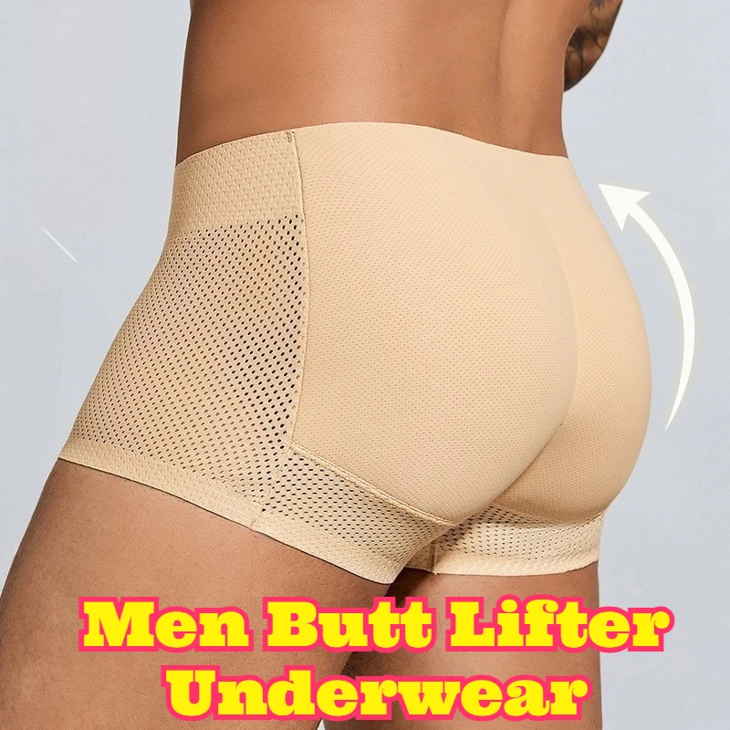 

Men Butt Lifter Underwear Fake Butt Padded Hip Enhancer Sponge Thick Padding Breathable Soft Body Shaper Comfortable Daily Wear
