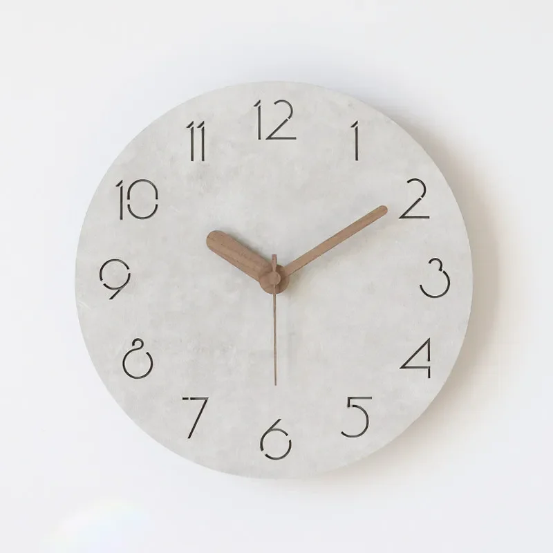 Wooden Wall Clock Stone Texture Wall Clock Luxury Minimalism Living Room Decoration Clocks Slient Simple Art Wall-mounted Watch