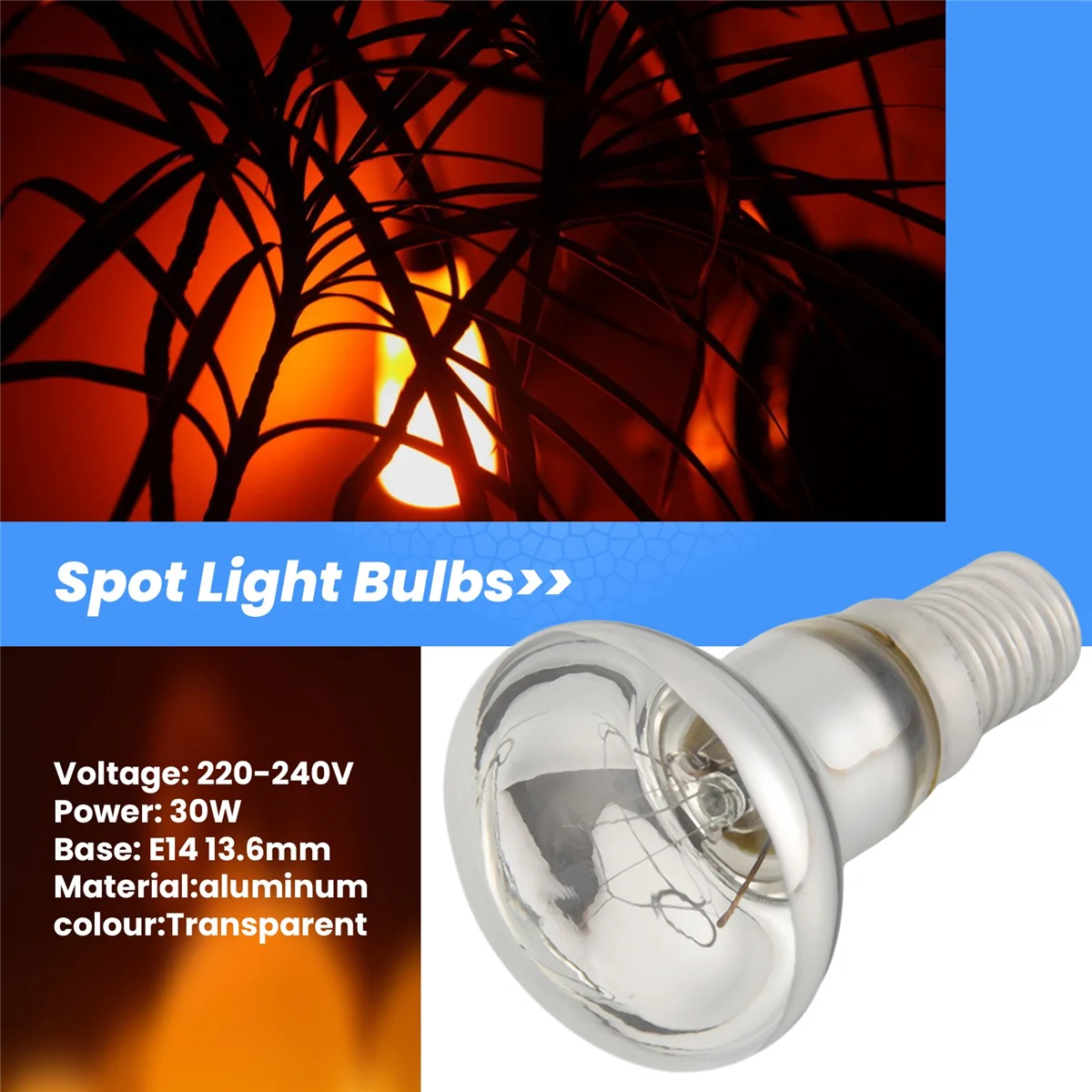 ABQR เปลี่ยนหลอดไฟ Lava E14 R39 30W Spotlight สกรูหลอดไฟ Clear Reflector Spot หลอดไฟ Lava หลอดไส้ 1 ชิ้น
