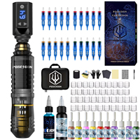 Tattoo Kit POSEIDON Transparent Tattoo Pen Kit For Permanent Makeup Tattoo Machine Kit Wireless Tattoo Power Supply Tattoo Gun