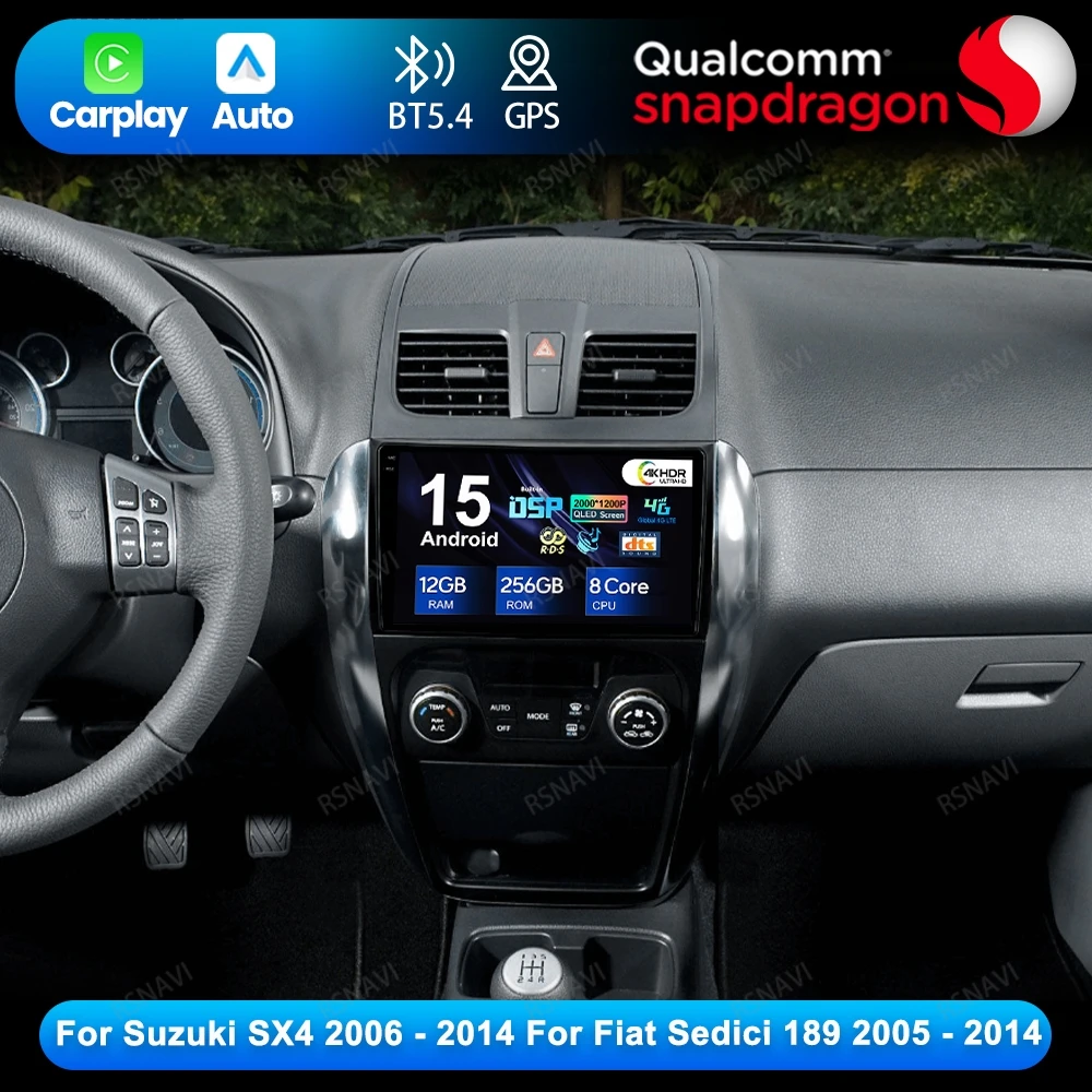 

Android 15 For Suzuki SX4 2006 - 2014 For Fiat Sedici 189 2005 - 2014 Navigation DSP Head Unit QLED DVD Car Radio Stereo 5G WIFI