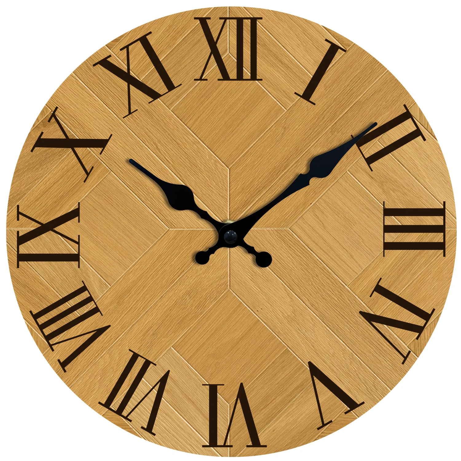 Roman Numerals Wall Clock Elegant  Wooden Clock Classic Retro Decor For Living Room Study Non Ticking Clock Battery Operated