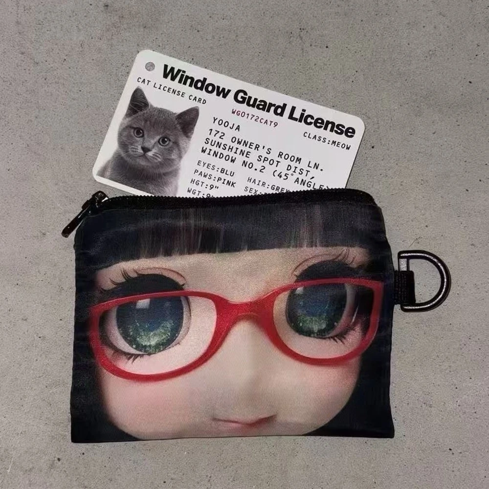 Y2K Korean Niche Design Anime Comic Girls Pouch Wallet Storage Bag Spicy Girl Subculture Pendant Fashion Personality Bag