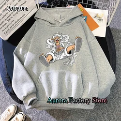 Spring Autumn Men Fashion Hoodie MONKEY D LUFFY Clothing Casual Hooded Solid Color Streetwear Male Cartoon One Piece Pullover