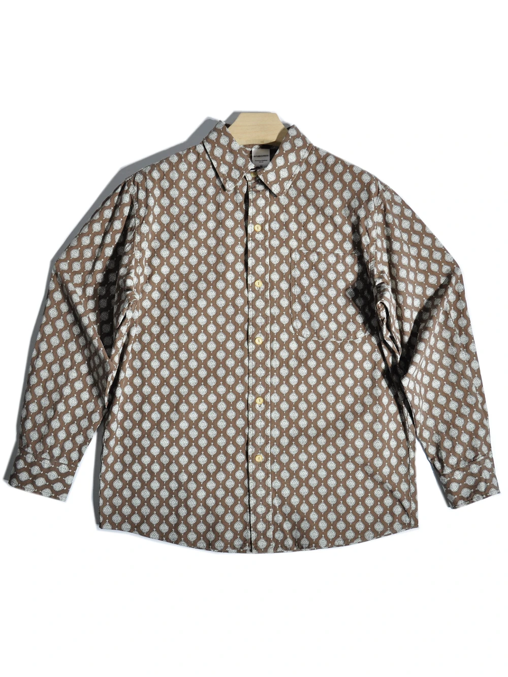 

Свободная рубашка в американском стиле с длинным рукавом, повседневная, свободного кроя, цвета хаки, с барочным принтом, в гонконгском стиле, с цветочным узором, для молодежи