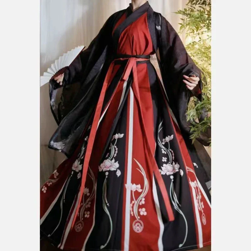 Chinese Ancient Hanfu Sets Cosplay Outfit Woman Man Couples Oriental Dance Costume Traditional Swordsman Halloween Party Suit