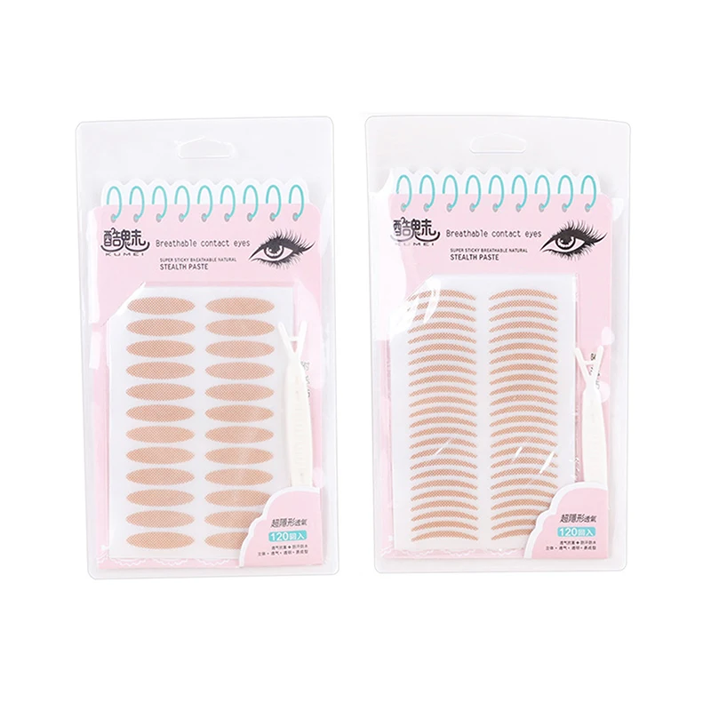 [JN] 120 قطعة شريط لاصق مزدوج الجفن يدوم طويلاً معجون ذاتي اللصق مزدوج الطي أدوات عين كبيرة بيج شفاف