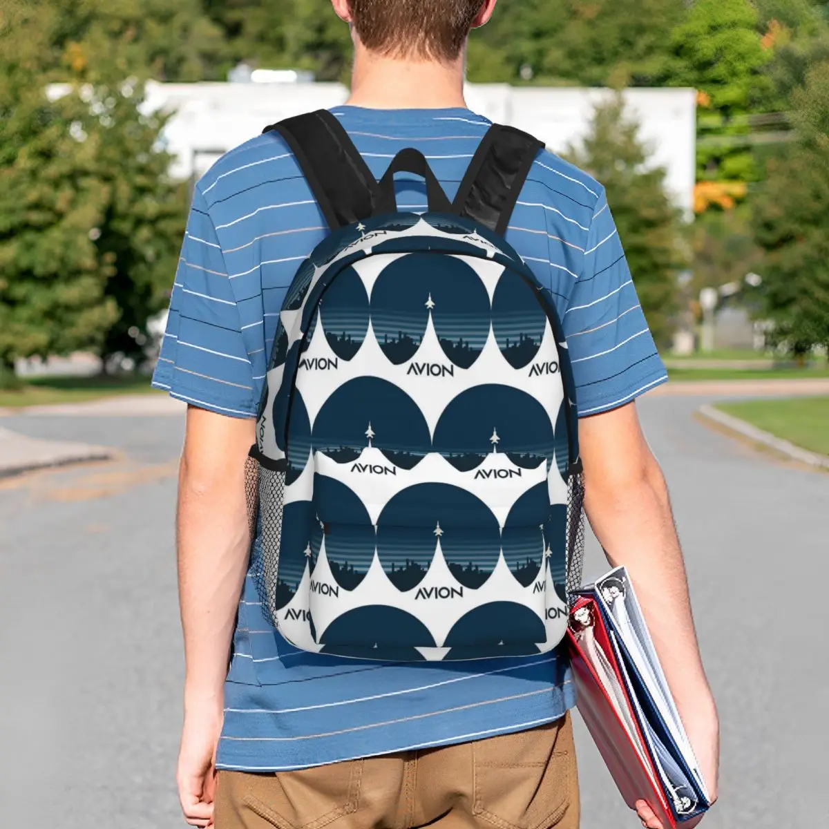 Aviation Fighter Aircraft Above The City Rucksack für Studenten, Büchertasche für Jungen und Mädchen, Schultasche, Laptop-Umhängetaschen