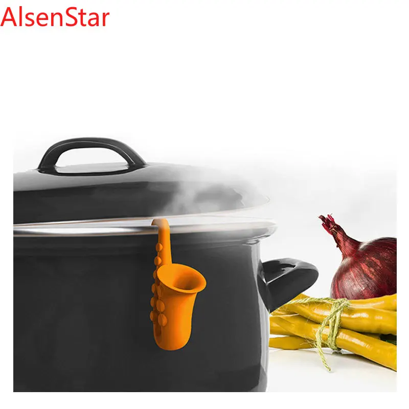 Creative Horn Saxophone Silicone Pot Lid Raising Overflow Preventer Kitchen Lid Lifting Holder Lid Riser Kitchen Supplies Tools