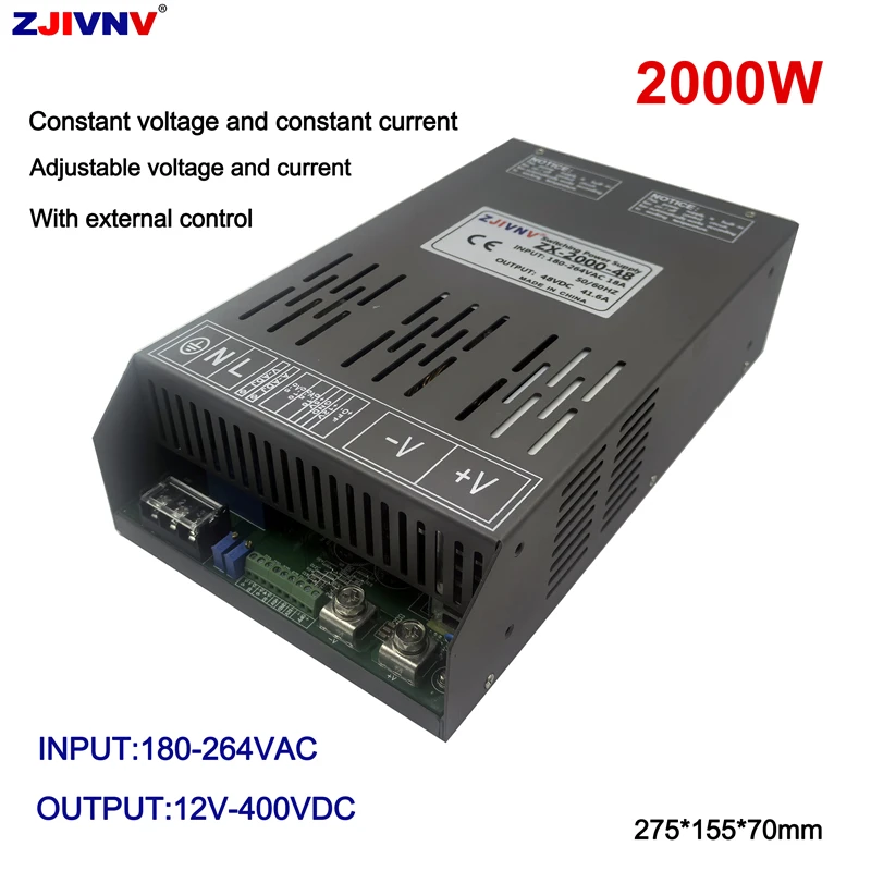 

2000W Switching Power Supply Adjustable smps with external control AC-DC 12v 24v 36v 48v 60v 72v 80v 90v 110v 150v 220v ZX-2000