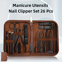 Nail Art & Nail Care Set with  Case, 26 Pcs Manicure Utensils Nails Clipper Kit for Women& Men, Nail File Tweezers Brows Clamp N