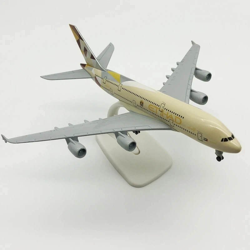 20cm Alloy Aircraft Model A380 Aircraft Airbus Etihad Airways Resin Aircraft Toy Model Collection Hobby Gift