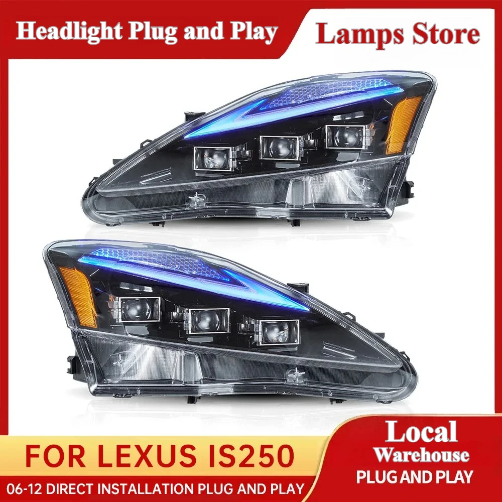 Image of LED-Scheinwerfer für Lexus IS250 IS250C IS350 IS220d 2006-2012 ISF XE20 2008-2014 Blaue LED-Tagfahrleuchten Frontscheinwerfer-Set 1 Paar