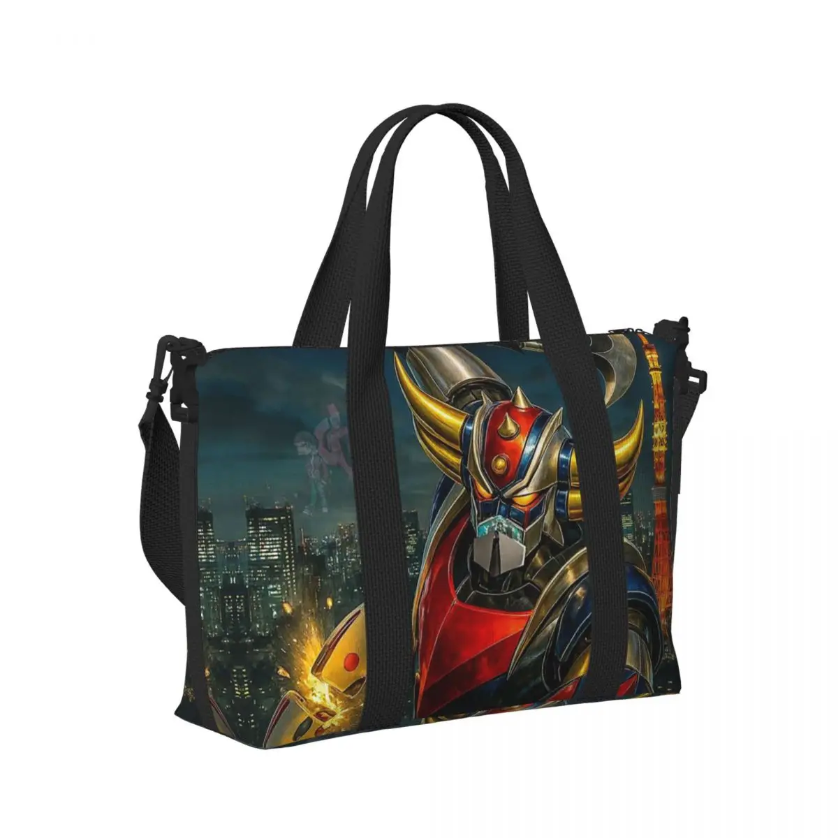 

Goldorak Grendizer Anime UFO Robot Goldrake Beach Travel Bag Large Capacity Tote Bag for Yoga Women Shopping Duffle Shoulder Bag