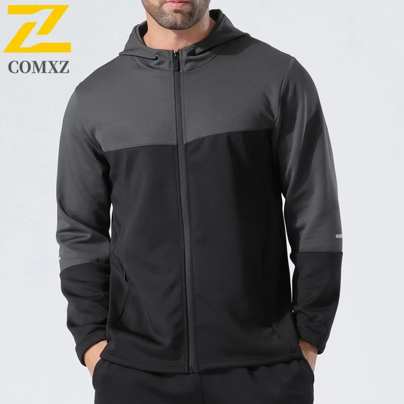 

COMXZ Мужская куртка для тренировок на открытом воздухе, модная ветрозащитная куртка с воротником-стойкой, лоскутная быстросохнущая удобная осенняя одежда премиум-класса