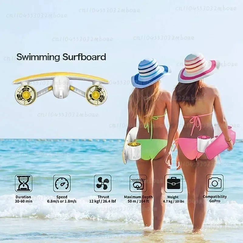 60mins Underwater Sea Scooter 3.6mph Dual Motor 1.8M/S Diving Equipment Underwater Propeller for Scuba Snorkeling