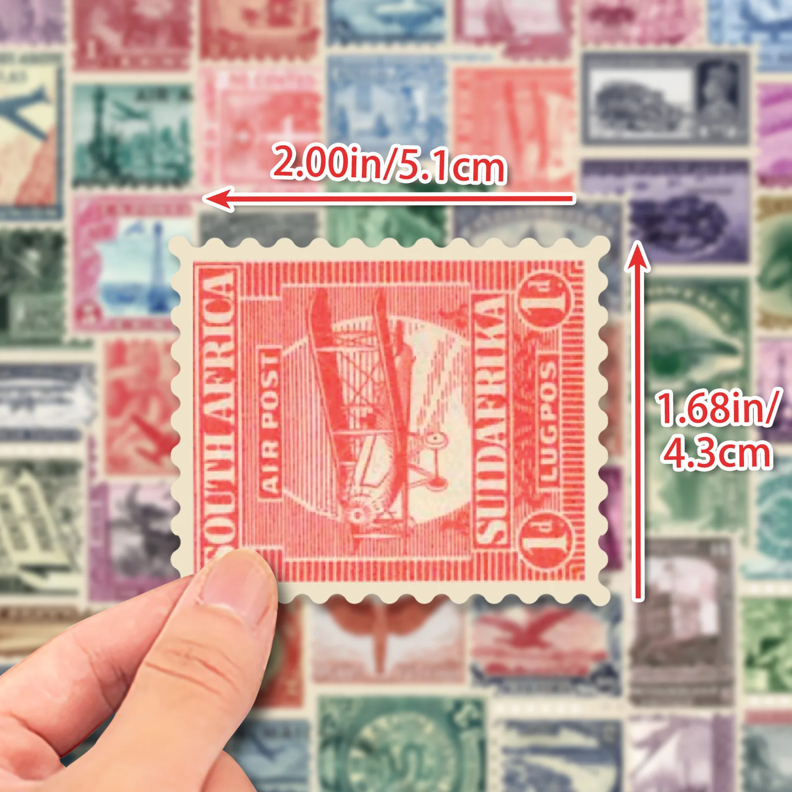 50pcs Coin Stamps European and American Retro Travel City Commemorative Postmark Literary Diary Waterproof Sticker