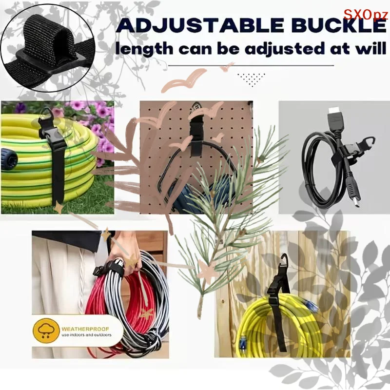 4 Pcs Adjustable Garden Hose Ties Heavy-Duty Extension Straps Reusable Hanging Storage For Garage Workshop