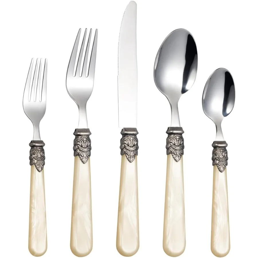 

Элегантный набор столовых приборов из нержавеющей стали 18/10 из 20 предметов на 4 винтажных столовых приборов, можно мыть в посудомоечной машине (20, шампанское)