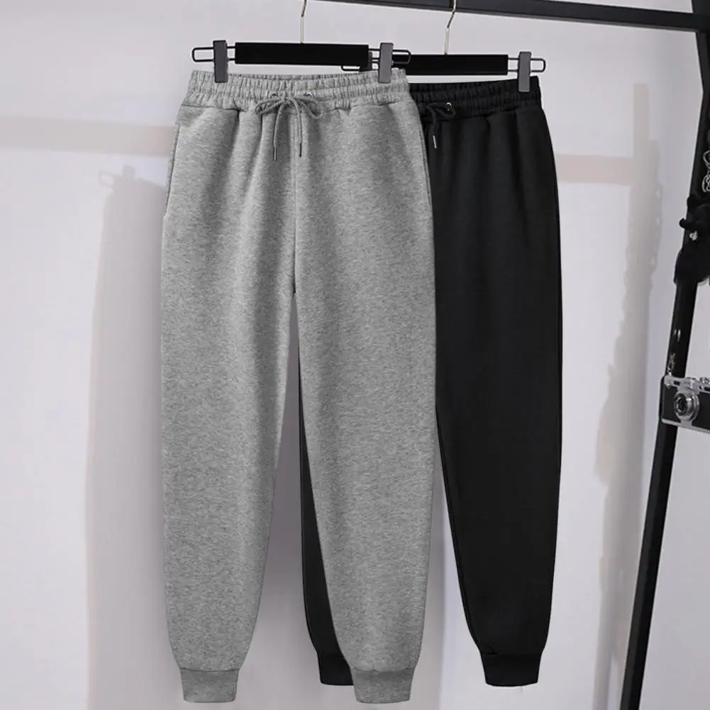 

Men Sweatpants Solid Color Pocket Deep Crotch Jogging Pants Running Slim Fit Anti-pilling Elastic Waist Male Pants For Work