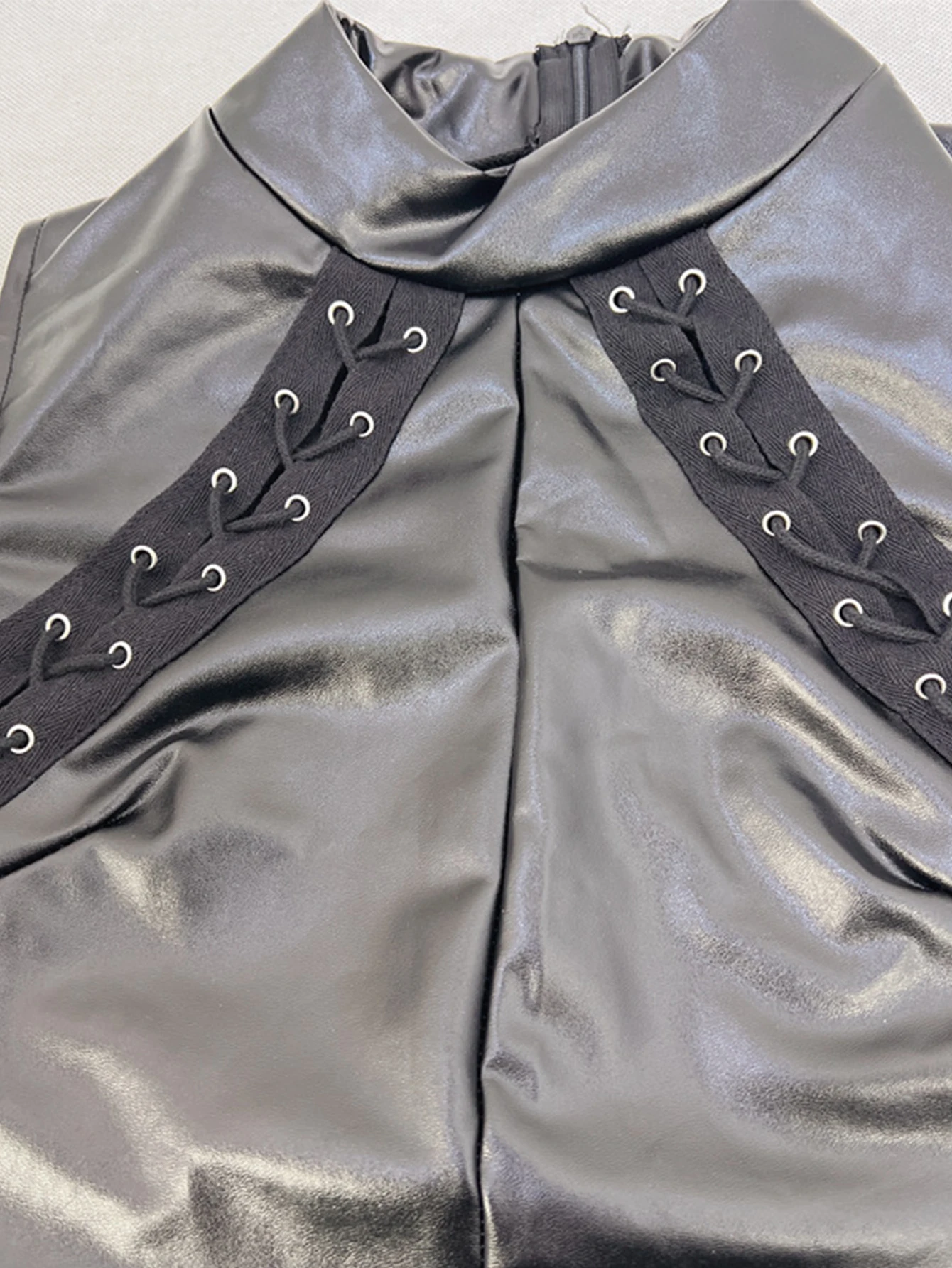 Abito estivo sexy in pelle PU nera cava da donna, abiti da festa da sera di compleanno, donna aderente, night club, abiti corti