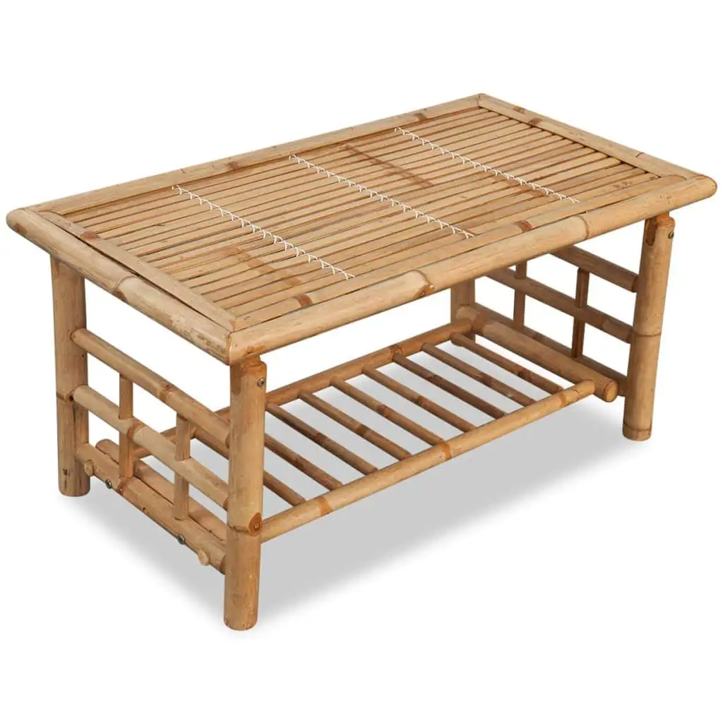 

Rectangular Coffee Table with Bamboo Timber for Indoor and Outdoor Use - Unique Tropical Flair Design - Brown, Customized