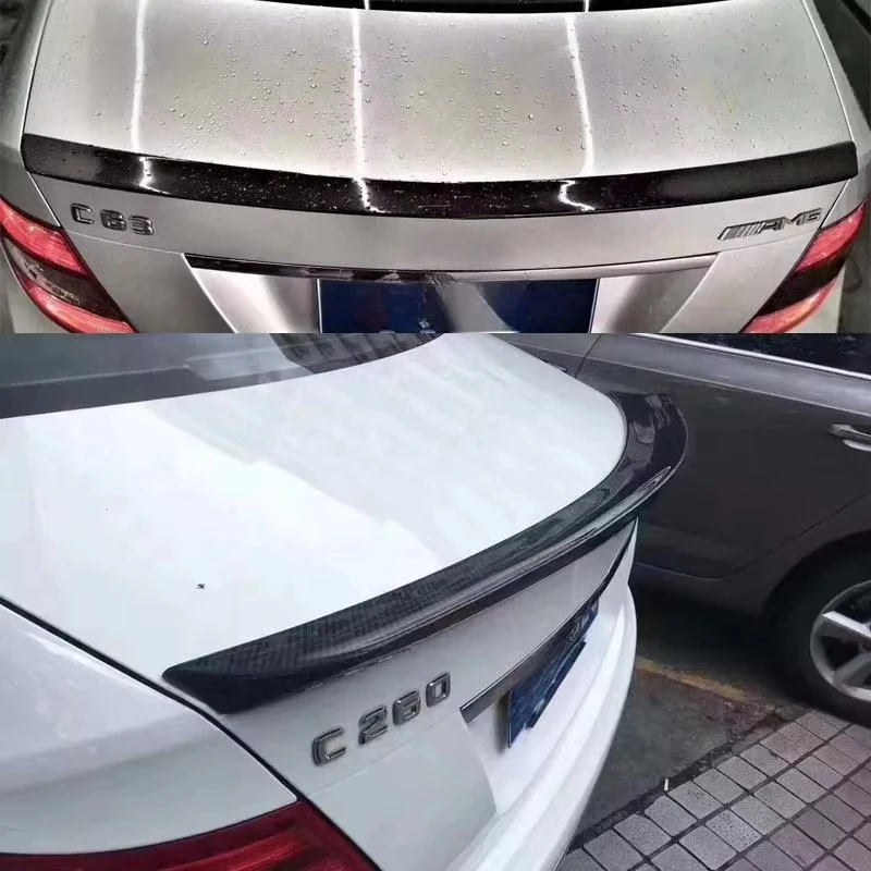 Premium Bespoke Facelift Body KitV Style W204 C200 C300 C63 Real Carbon Fiber Trunk Spoiler Tail For - C-Class W204 4-door 2-doo