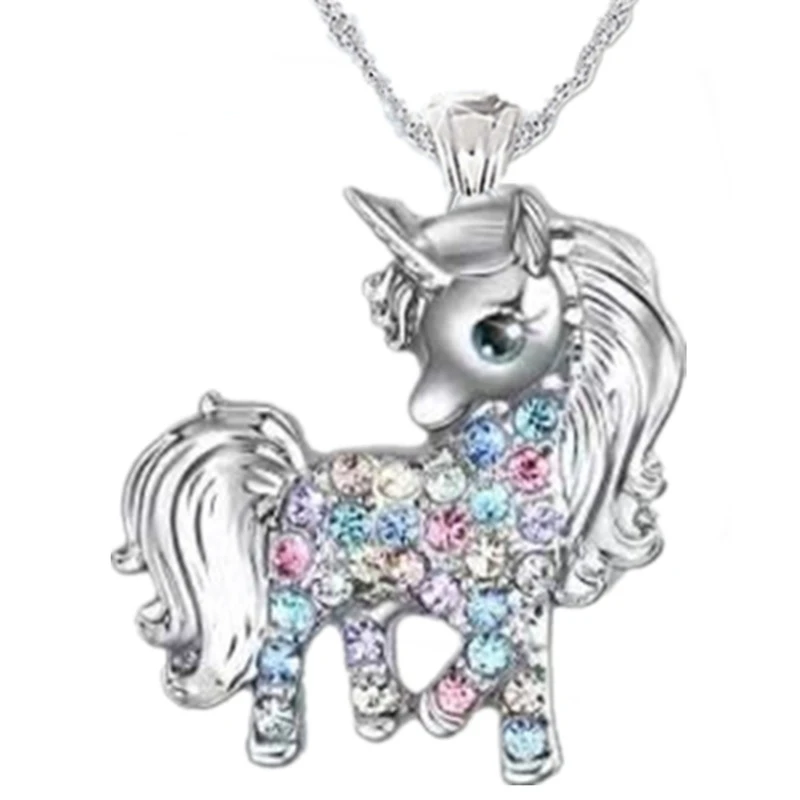 Exquisite Fashion Unicorn Necklace Color Cartoon Unicorn Jewelry Pendant Necklace for Women Party Birthday Anniversary Gift