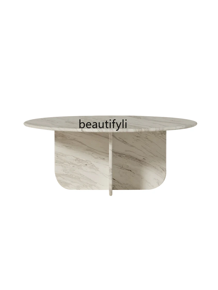 

Modern Light Luxury Living Room Natural Marble Combined Tea Table Minimalist Sofa Balcony Corner Table