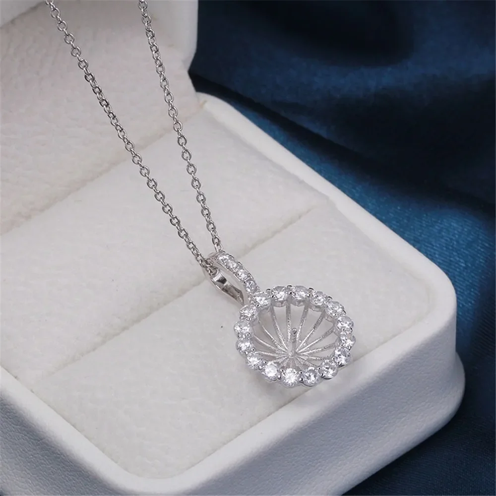 S925 Sterling Silver Pearl Pendant Setting, DIY Empty Bezel Cup Jewelry Supplies for Craft Making, Hollow Prong Pendant Findings
