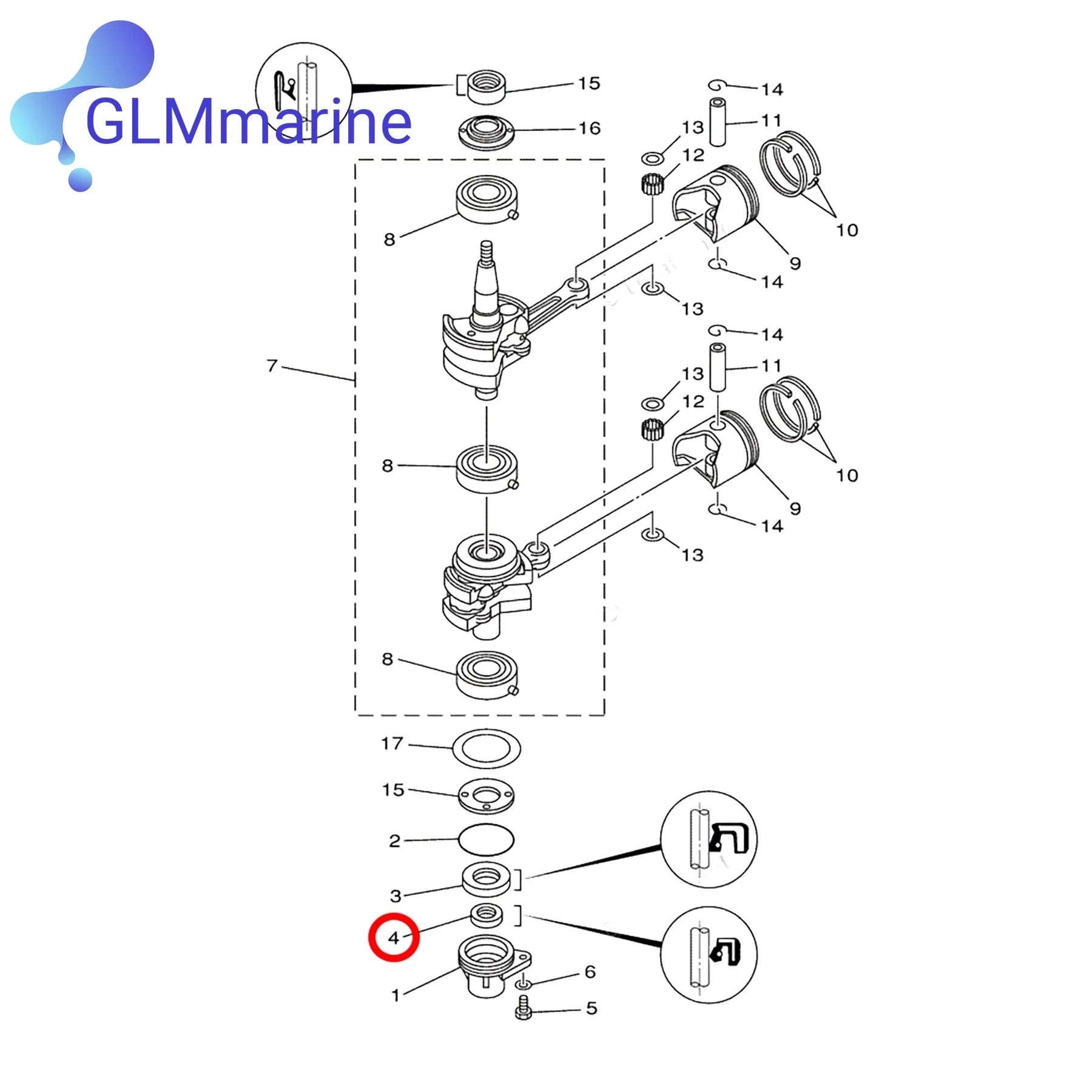 2Pcs Oil Seal 93101-13M11-00 for Yamaha Outboard 9.9HP 15HP 1985-2005 Engine Replacement F15-04000008 85658
