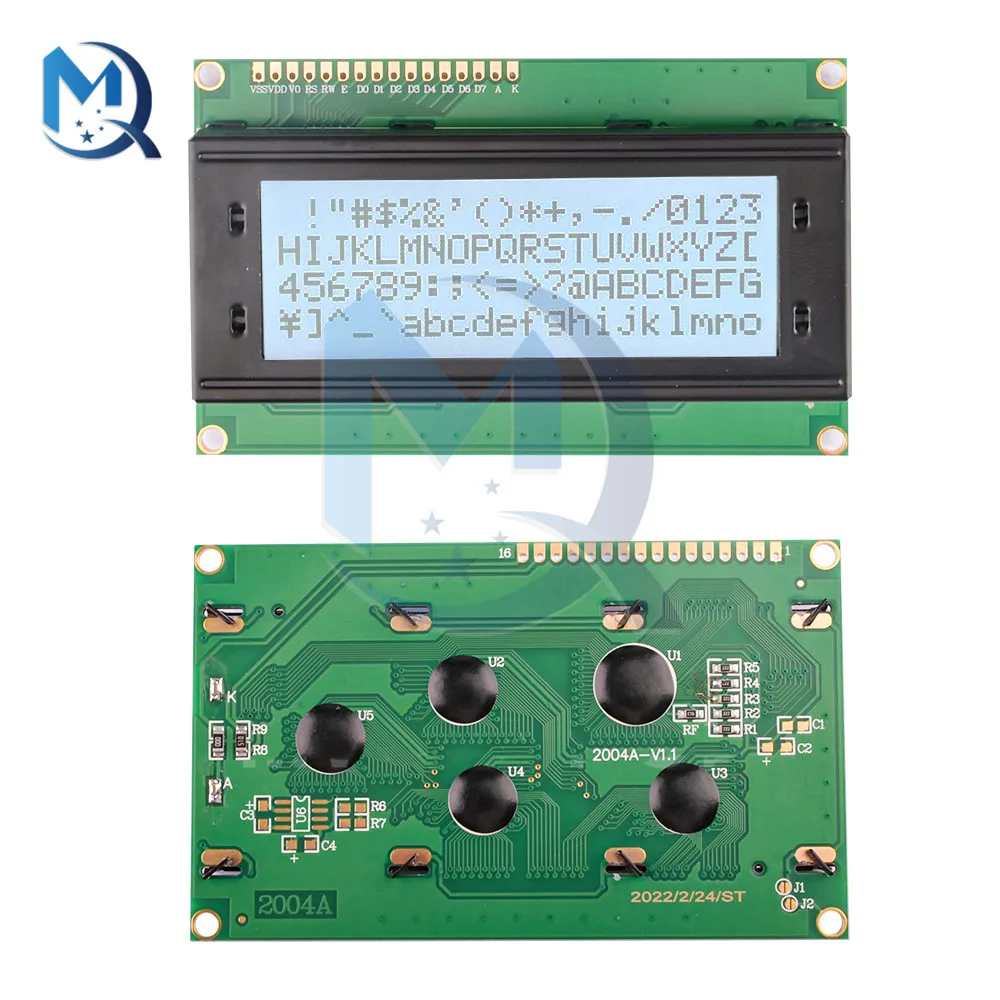 Imagem -05 - Módulo de Monitor Lcd para Arduino Tela de Retroiluminação Azul Led Azul Amarelo Caráter Verde Lcd2004 20x4 5v