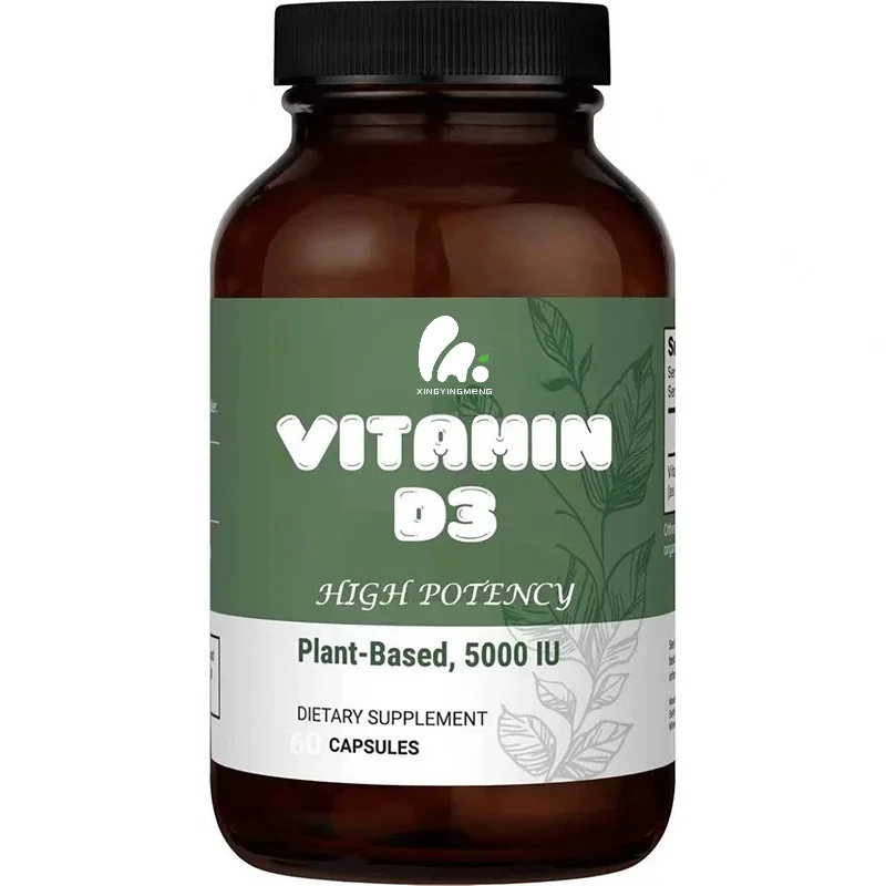 Pure Vegan Vitamin D3 5000 Supplement, Pure and Efficient Immune Health Supplement and Strong Bone Support, 60 Capsules