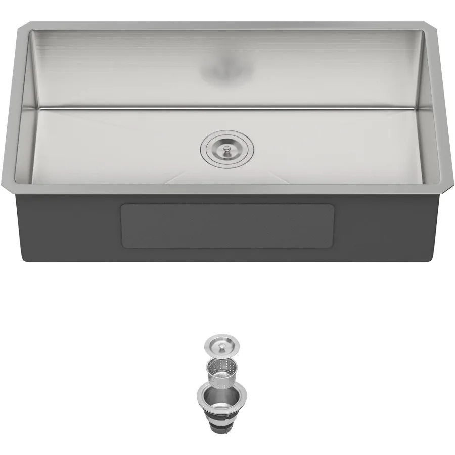 حوض المطبخ Undermount 33x19 بوصة وعاء واحد عميق 18 مقياس الفولاذ المقاوم للصدأ تحت حوض أحواض المطبخ مع R10 Round C