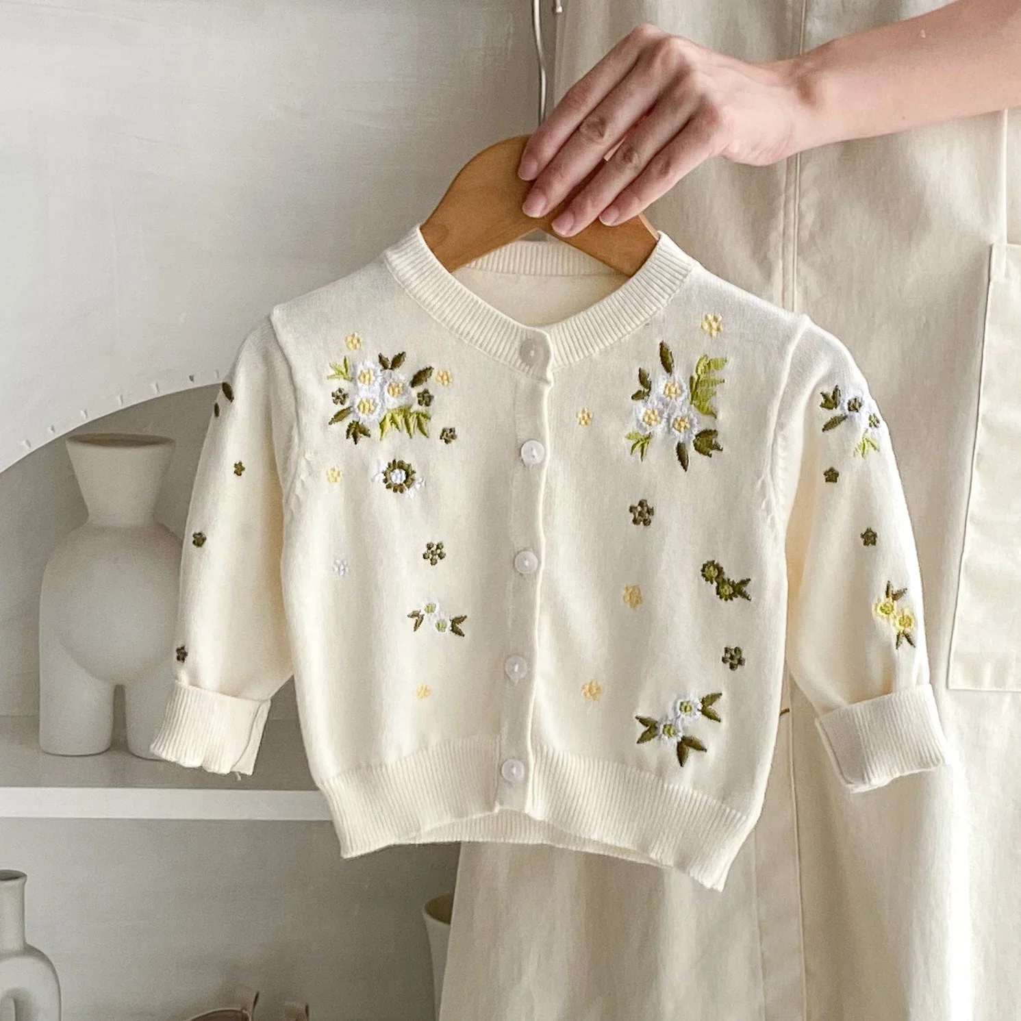 

0-3T Newborn Kid Baby Girl Winter Clothes Flower Embroidery Baby Sweater Cardigan Elegant Cute Sweet Knitwear Coat