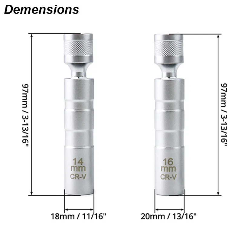 Zündkerzenschlüssel-Adapter 14mm 16mm – Montage-, Austausch- und Reparatur-Kit mit drehbarem Drehmoment, magnetisch, zum Entfernen und Ausgleichen von Spaltungen – Detail 6