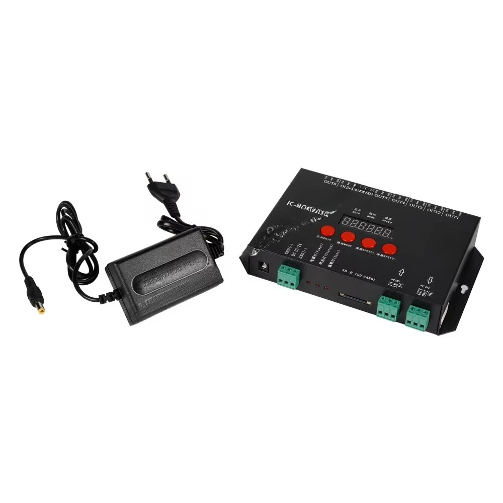 K-8000CK Digital DMX SPI   Controller 8-ports with SD    Manual LED Pixels Programming for Lighting Control