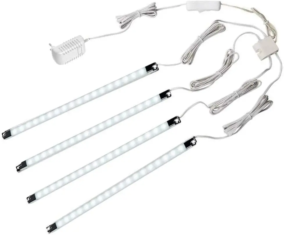 

LED Strip Lights, 4-Pack 6000K Cool White for Shelves, Kitchen, Workbench - Plug-in Under Cabinet Lighting