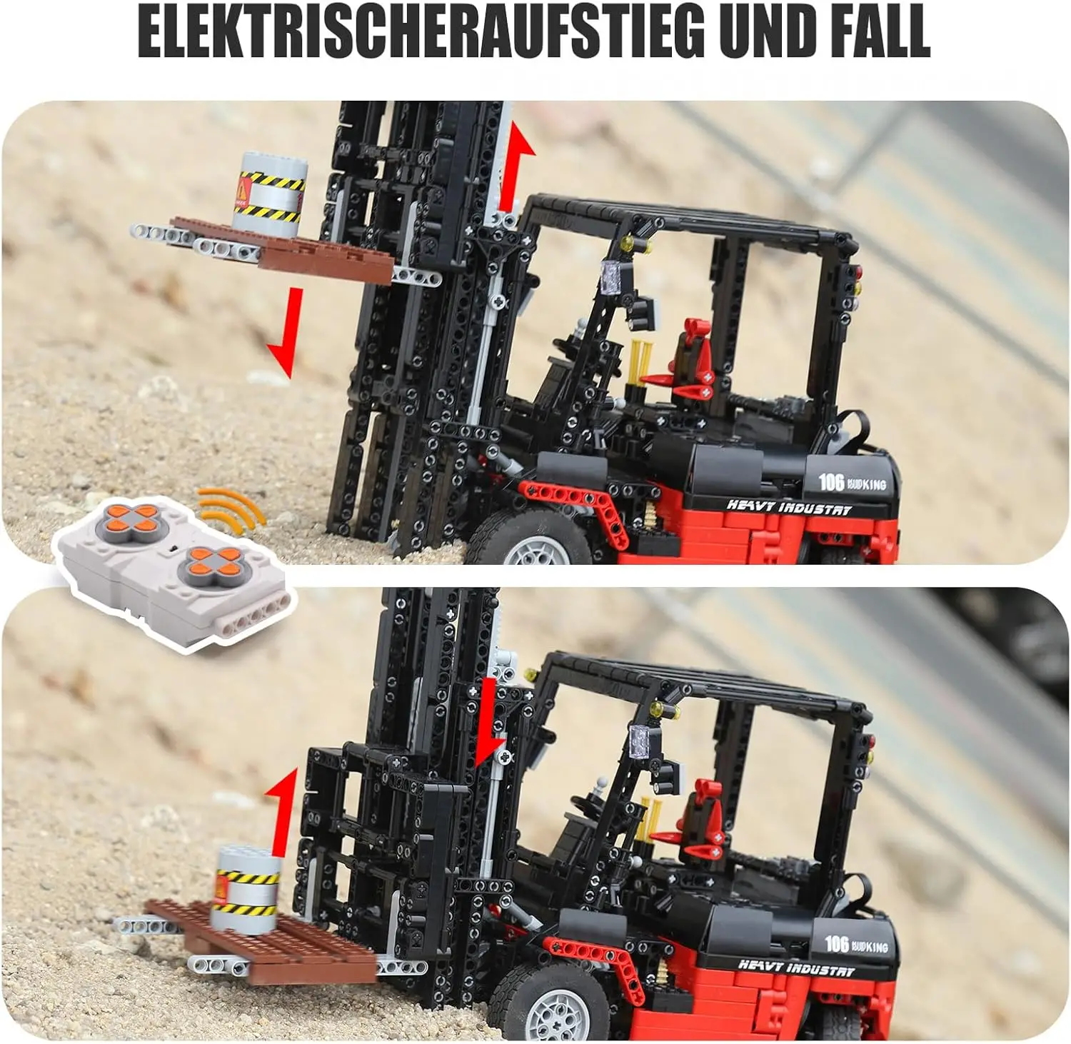 Gabelstapler-Baustein-Set, MOC-Fernbedienung, robustes Regal, angehobenes LKW-Modell, Spielzeug, Geschenkspielzeug für Kinder ab 8 Jahren