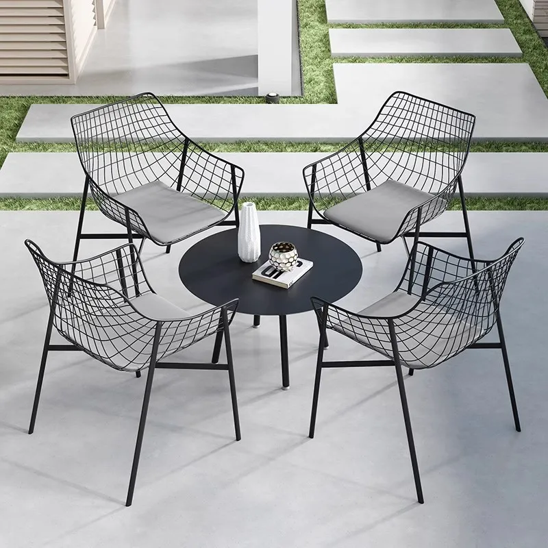 

Outdoor Stainless Steel Table Chair Combination Garden Villa Courtyard Outdoor Balcony Open-air Leisure Wrought Iron Table Chair
